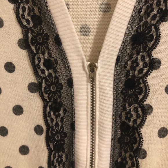 Spoiled lace edged zip polka dot cardigan - Picture 5 of 7